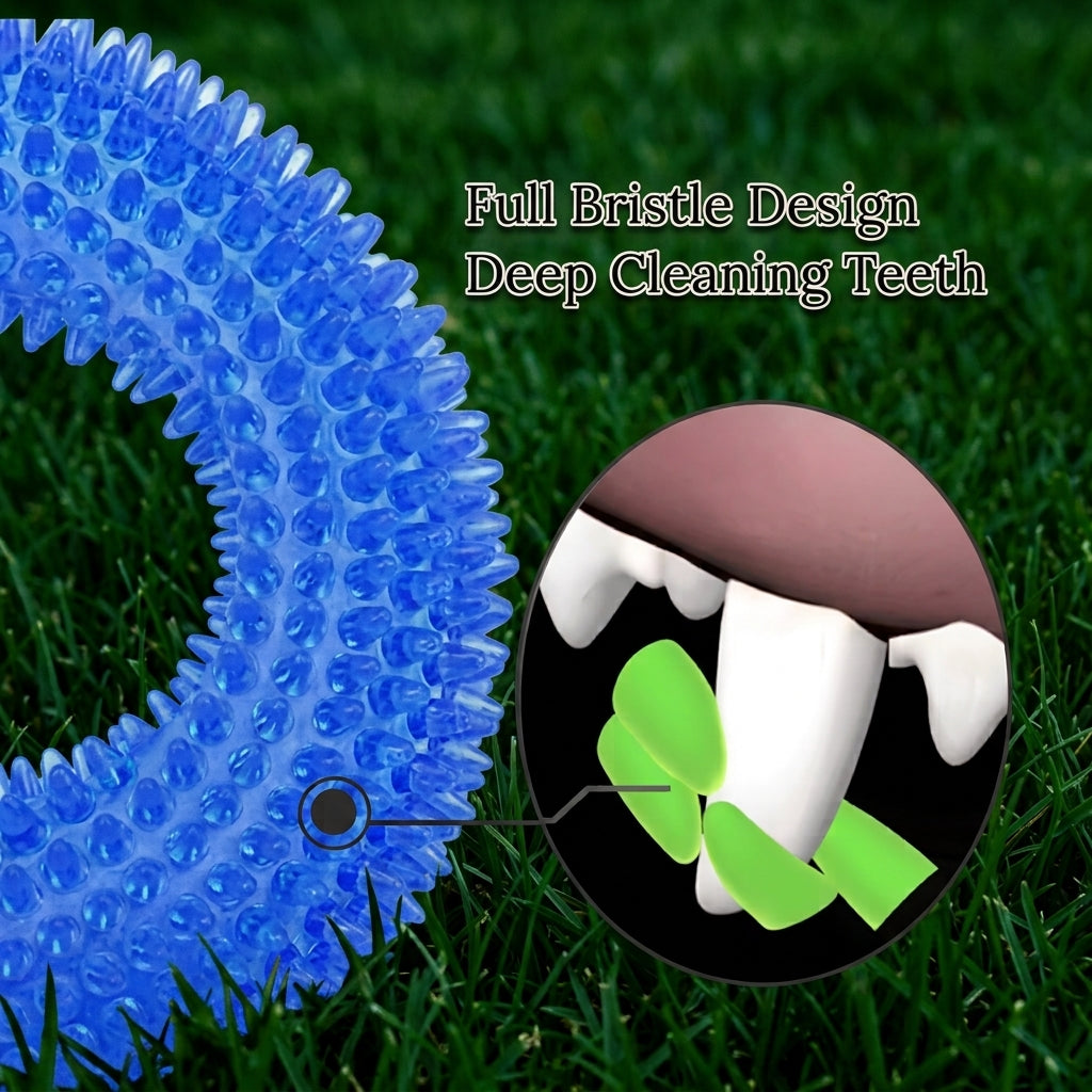 Dog Chew Toy Durable Squeaky Thorn Ring Interactive Sound Training Natural TPR Rubber Teeth Cleaning Grinding Non Toxic Puppy