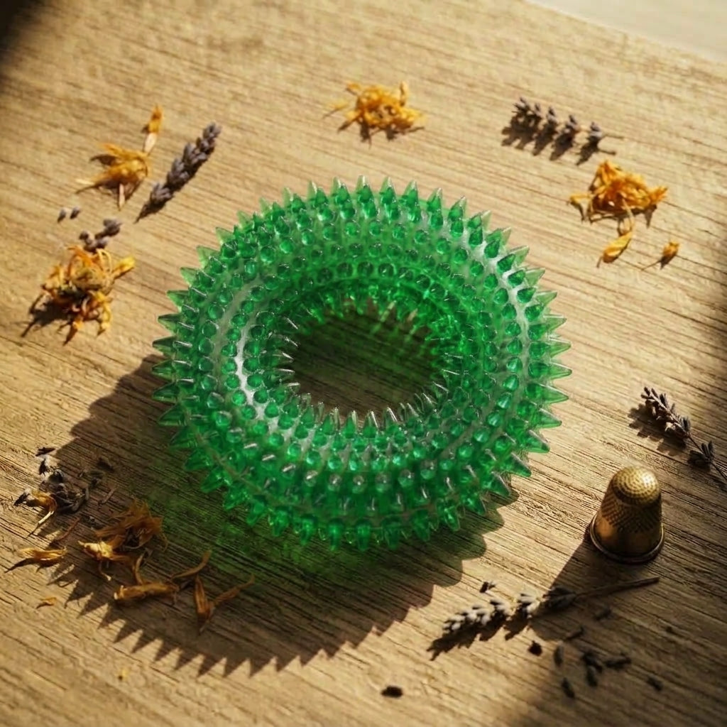 Dog Chew Toy Durable Squeaky Thorn Ring Interactive Sound Training Natural TPR Rubber Teeth Cleaning Grinding Non Toxic Puppy