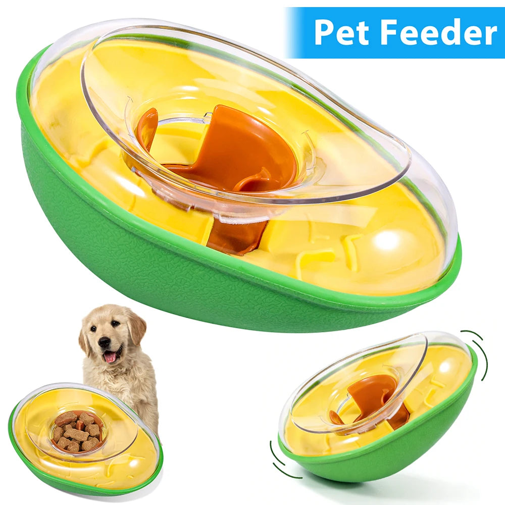 Dog Treat Dispenser Toy Avocado Non Spill Treat Dispensing Wobble Toy Interactive Pet Slow Feeder Bowl Pet Supplies for Dog Cat