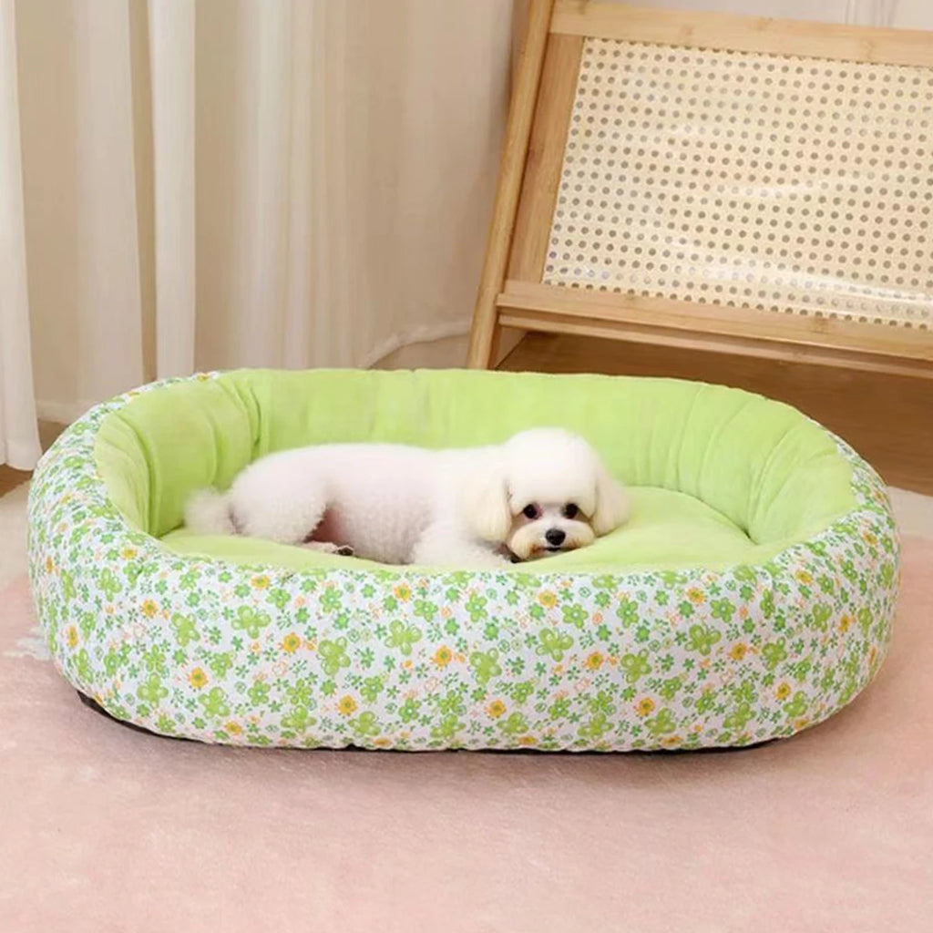 Floral All Season Dog Bed for French Bulldog Chihuahua Soft Cat Bed for Dogs Sleeping Puppy Pad Sofa Dog Bed  Four Color Pet Pad