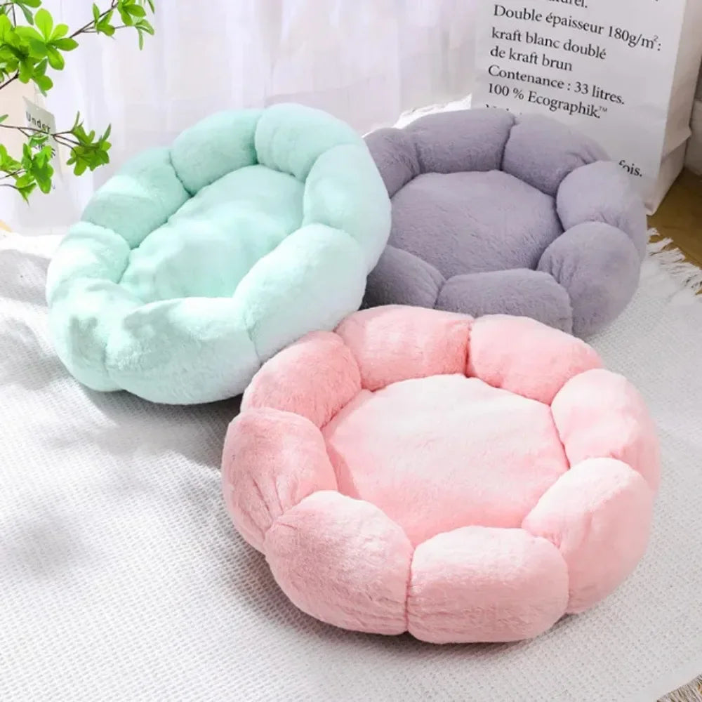 Washable Plush Flower Shaped Pet Bed Orthopedic Cuddle Cushion Mat for Puppy Kitten Dog Cat Pet Supplies