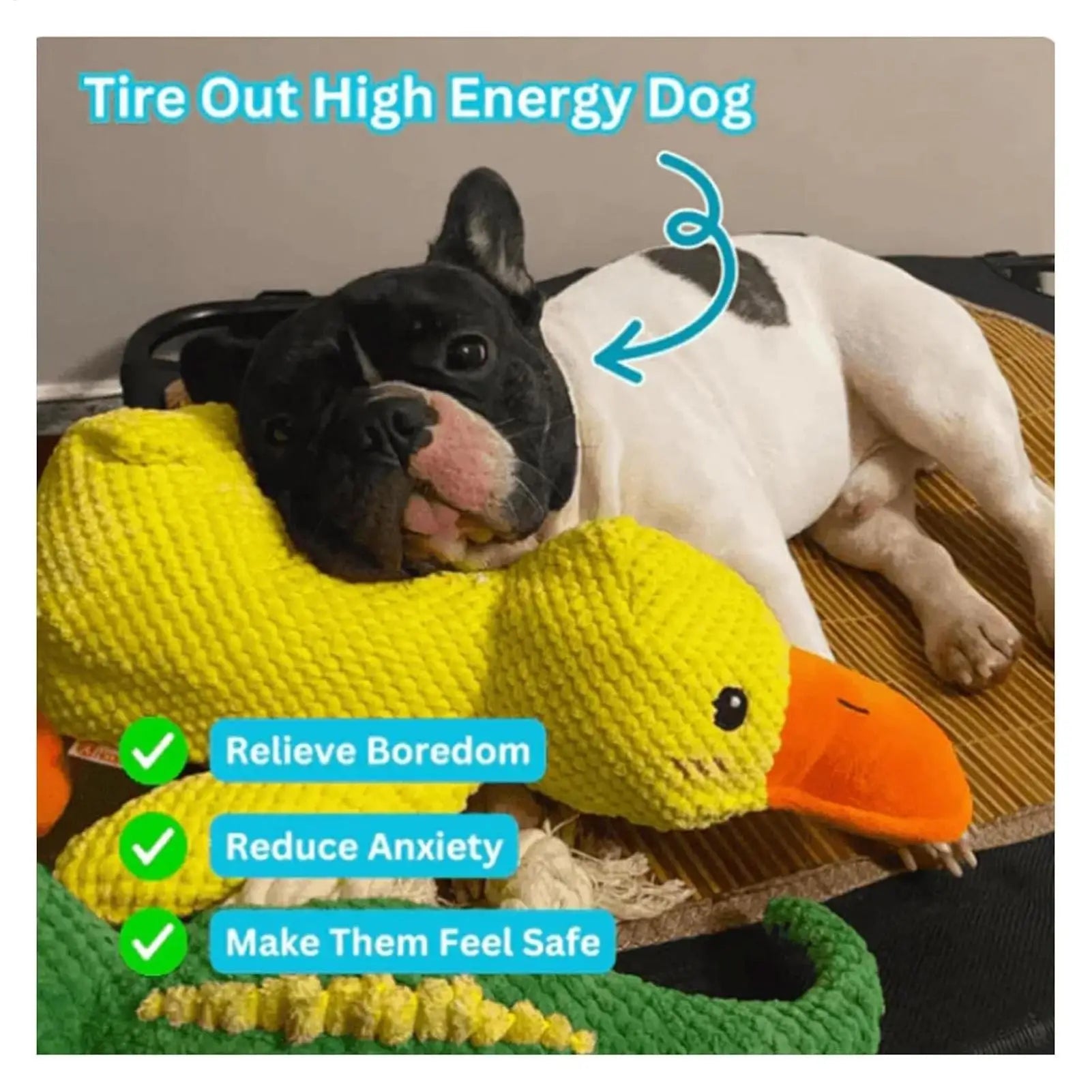 Duck Dog Toy Plush Chew Resistant Durable Dog Toy With Quacking Sound Teeth Grinding Relief Soft Companion Comfort Teething