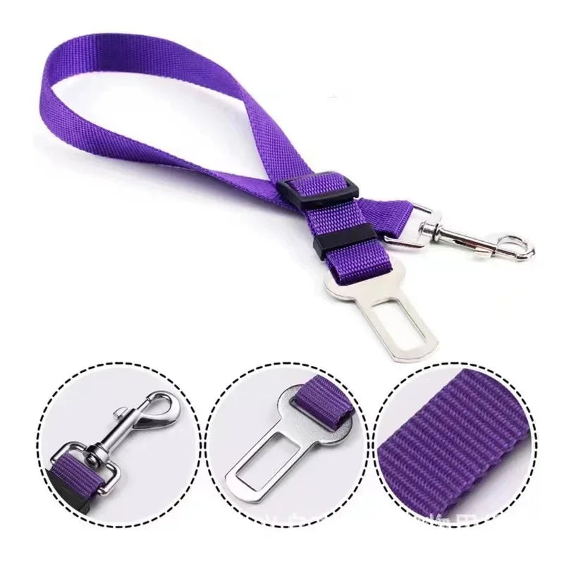 Adjustable Pet Dog Car Seat Belt Leash Heavy Duty Durable Nylon Pet Safety Harness Universal for Vehicle  Heavy Duty Sturdy