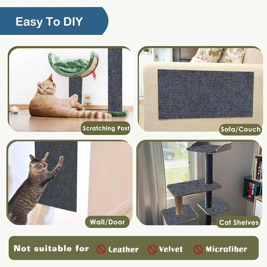 Cat Scratch Board Wall Self Adhesive Anti Scratch Sofa Protector DIY Cat Scratching Mat Carpet Trimmable Paw Sharpener Furniture Protector Couch Guard Scratch Pad for Cats Kittens
