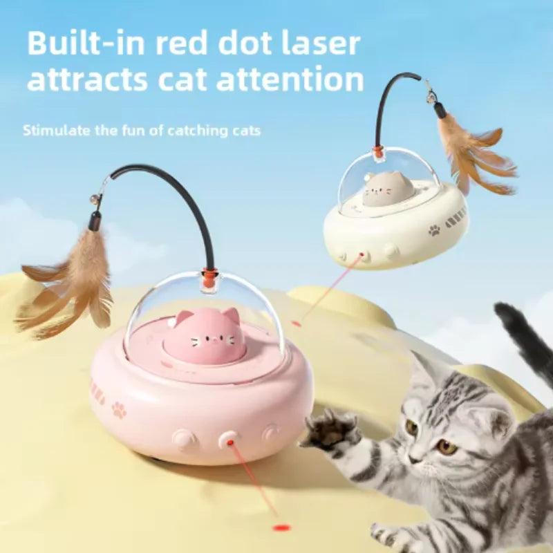 Interactive Electric Rechargeable Feather Wand Cat Teaser Toy Sensing Pet Chase And Hunt Interactive Wand for Cats