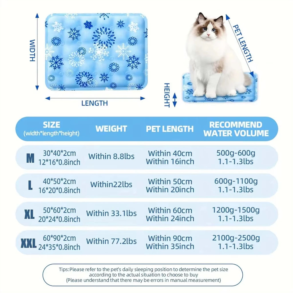 Pet Cooling Mat, Polymer Soft Ice Gel Cool Pad, Waterproof Wear Resistant, Summer Heat Relief Cooling Cushion for Dogs & Cats