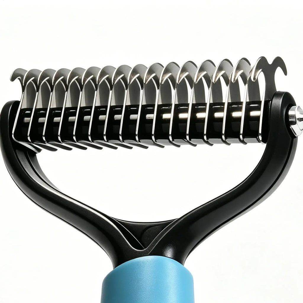 Double Sided Pet Deshedding Brush Dog Undercoat Rake For Shedding & Dematting Dog Dematting Grooming Tool For Pet Grooming Tool