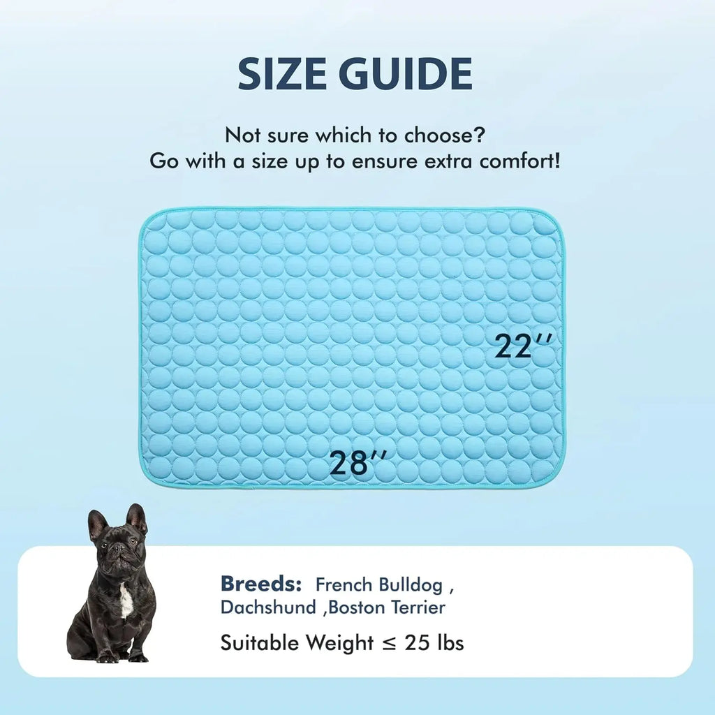 Summer Pet Cooling Mat Ice Silk Breathable Non-Slip Washable Cooling Pad for Dogs Cats Blue Pet Bed Mat