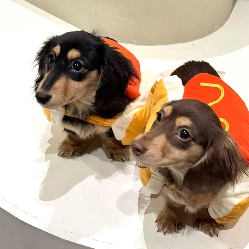 Funny Halloween Dog Costumes Large Small Dogs Cat Hot Dog Shaped Adjustable Pet Clothes Pets Party Costume Suit Bulldog Supplies