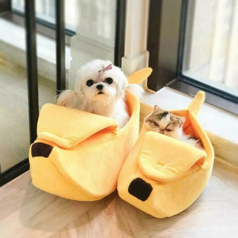 Banana Shaped Deep Sleep Pet Nest Warm Winter Cat Bed Indoor Soft Small Dog Cat Sleeping House Furniture