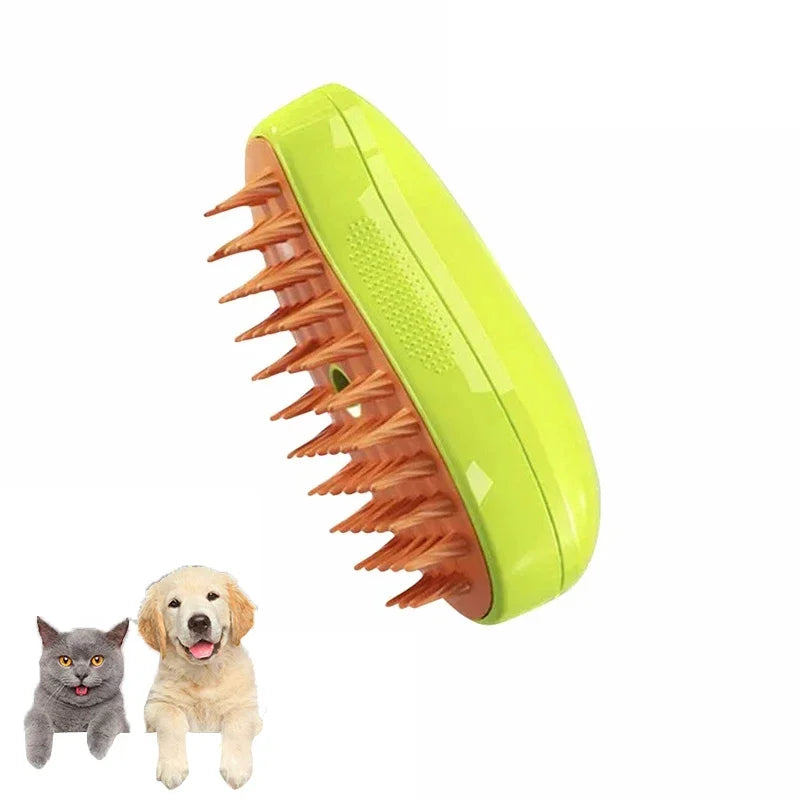 Electric Steam Brush for Cats & Dogs – 3-in-1 Grooming & Massage Tool