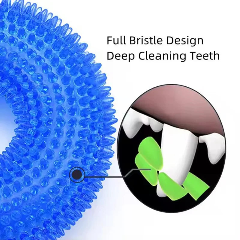 Dog Chew Toy Durable Squeaky Thorn Ring Interactive Sound Training Natural TPR Rubber Teeth Cleaning Grinding Non Toxic Puppy