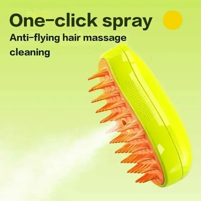 Electric Steam Brush for Cats & Dogs – 3-in-1 Grooming & Massage Tool