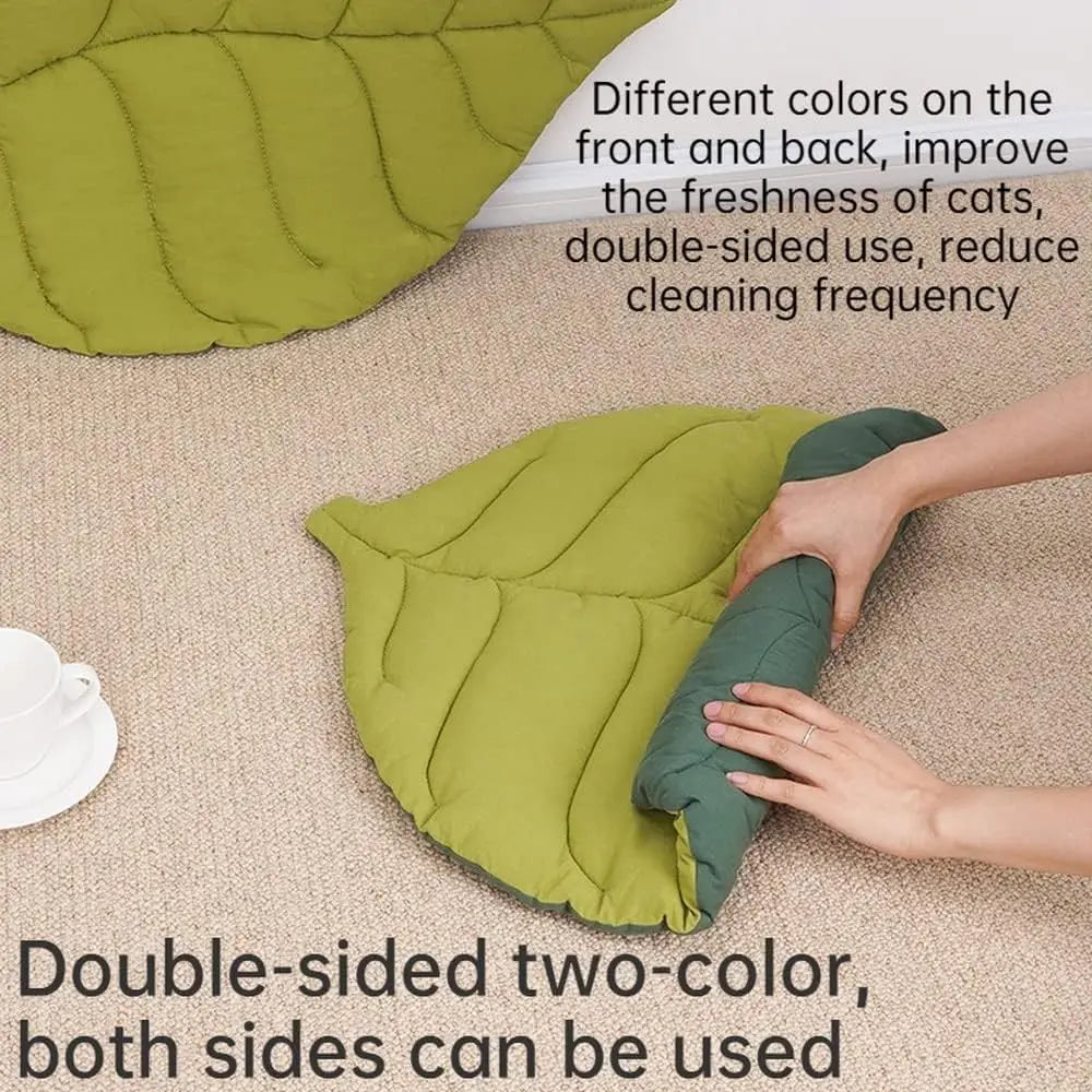 Pet Bed Cat Bed Leaf Shape Ginkgo Leaf Pet Mat Double Sided Windproof Warm Pure Cotton Seat Cushion Soft Plush Puppy Kitten Cat Dog Crate Mat Small Pet Nest Habitat
