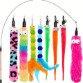 9 PCS Cat Wand Toy Cat Feather Toys Interactive Cat Toys Worm for Indoor Cats