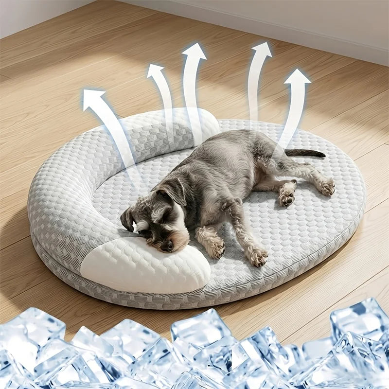 Orthopedic Cold Dog Bed, Breathable Summer Pet Mat with Raised Edges, Soft Washable Non-Slip Pad for Small/Medium Dogs & Cats