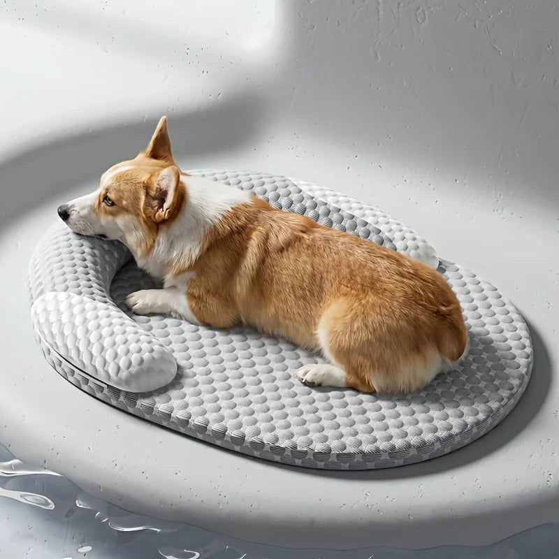 Orthopedic Cold Dog Bed, Breathable Summer Pet Mat with Raised Edges, Soft Washable Non-Slip Pad for Small/Medium Dogs & Cats