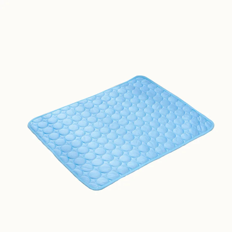 Summer Pet Cooling Mat Ice Silk Breathable Non-Slip Washable Cooling Pad for Dogs Cats Blue Pet Bed Mat