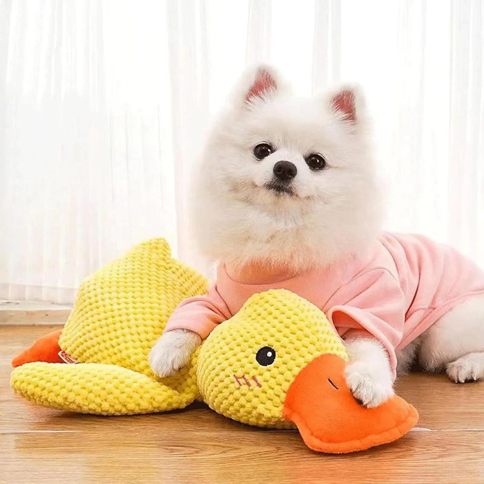 Duck Dog Toy Plush Chew Resistant Durable Dog Toy With Quacking Sound Teeth Grinding Relief Soft Companion Comfort Teething