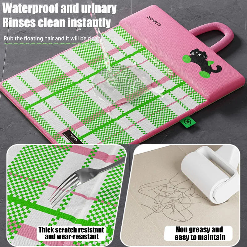 Foldable Double-Sided Cooling Pet Mat with Headrest, Waterproof Urine-Proof Portable Pet Bed Pad for Cats & Dogs Puppy Kitten, Summer Chill Cooling Mat, Easy Clean Travel & Home Pet Bed