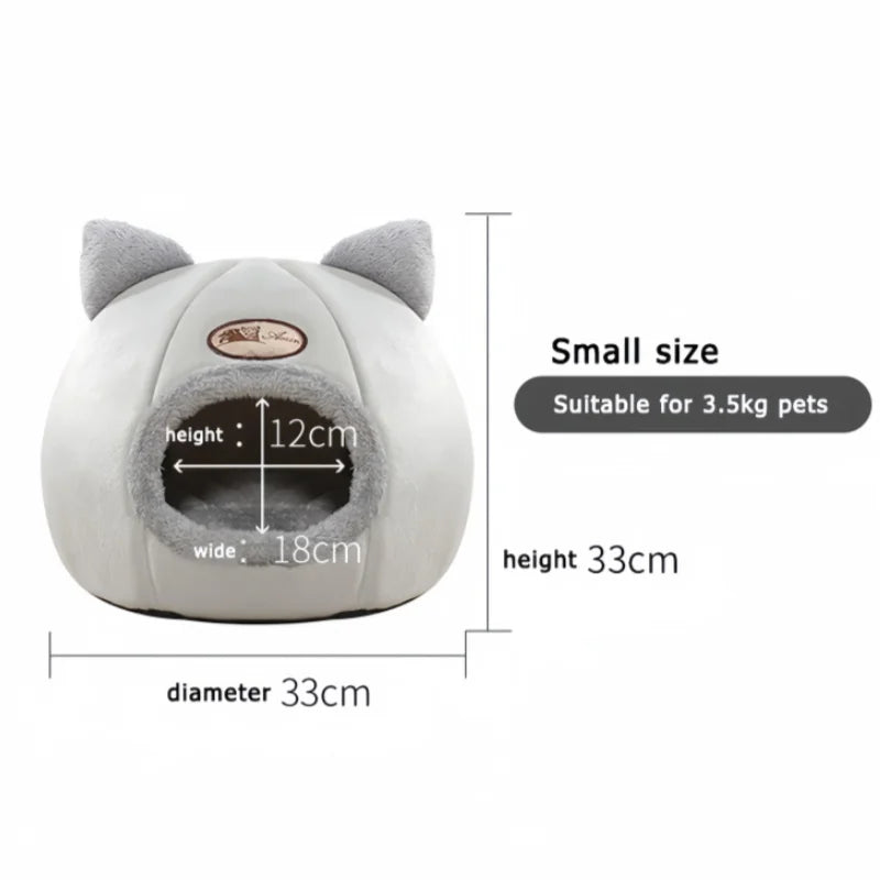 Winter Warm And Cold Proof Cat Bed Cozy Cat Cave Bed Cat Tent With Removable Cushion Pillow Cat Head Shape Cute Pet Supplies