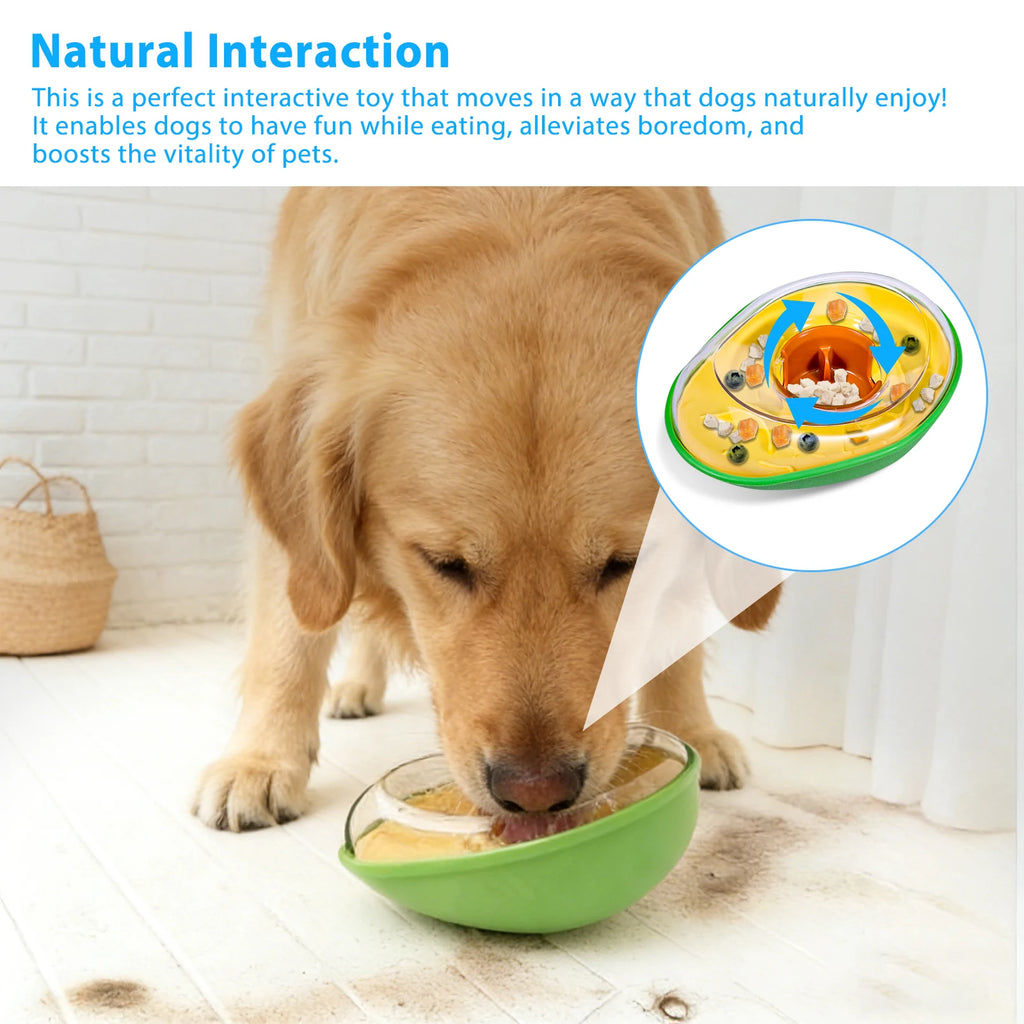 Dog Treat Dispenser Toy Avocado Non Spill Treat Dispensing Wobble Toy Interactive Pet Slow Feeder Bowl Pet Supplies for Dog Cat