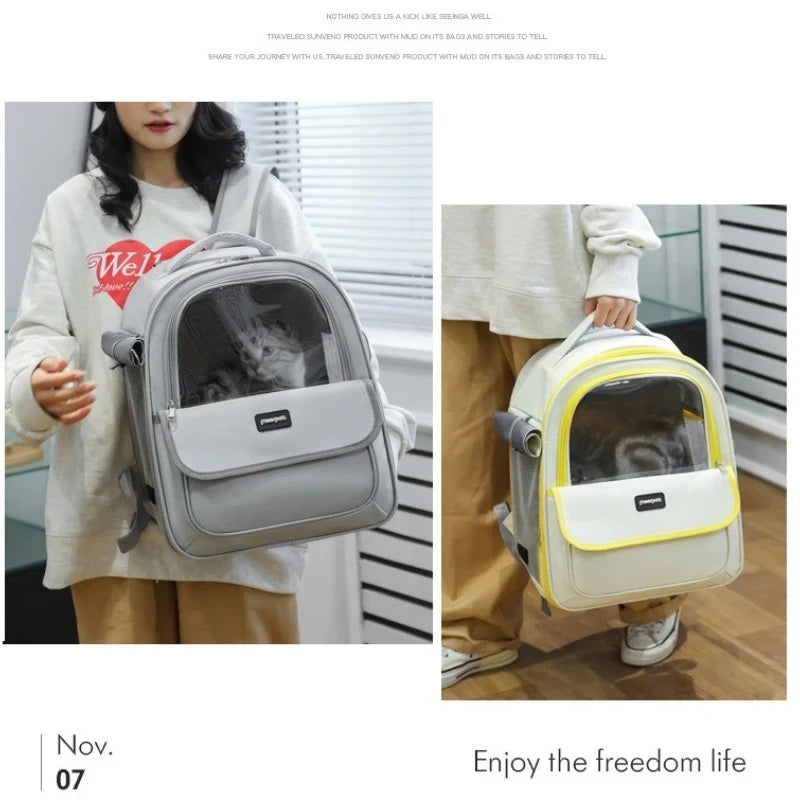 Breathable Mesh Portable Foldable Pet Carrier Backpack for Dogs and Cats Large Capacity Outdoor Travel Camping Hiking