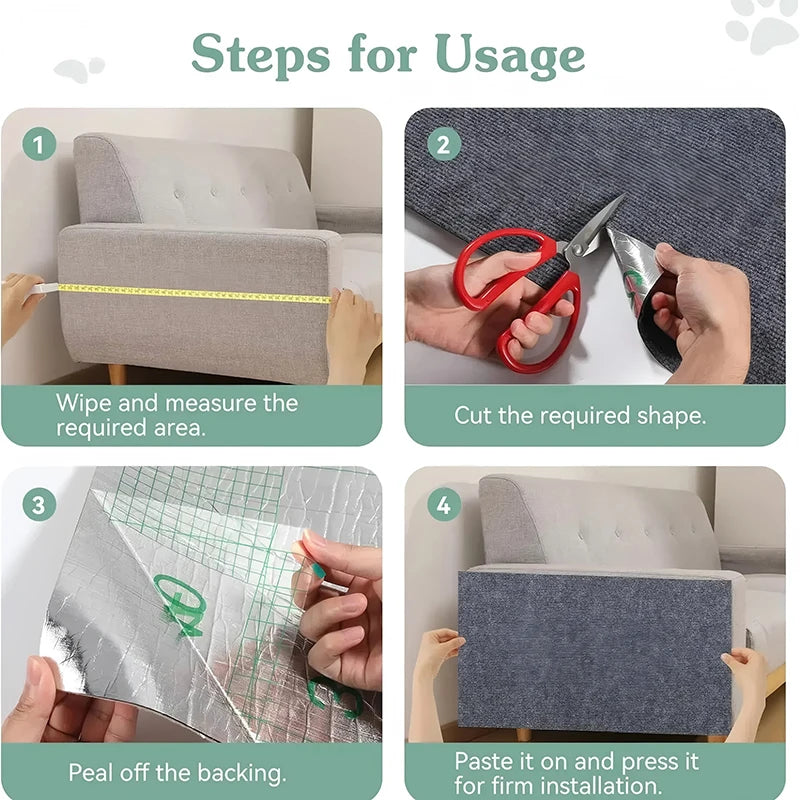 Cat Scratch Board Wall Self Adhesive Anti Scratch Sofa Protector DIY Cat Scratching Mat Carpet Trimmable Paw Sharpener Furniture Protector Couch Guard Scratch Pad for Cats Kittens