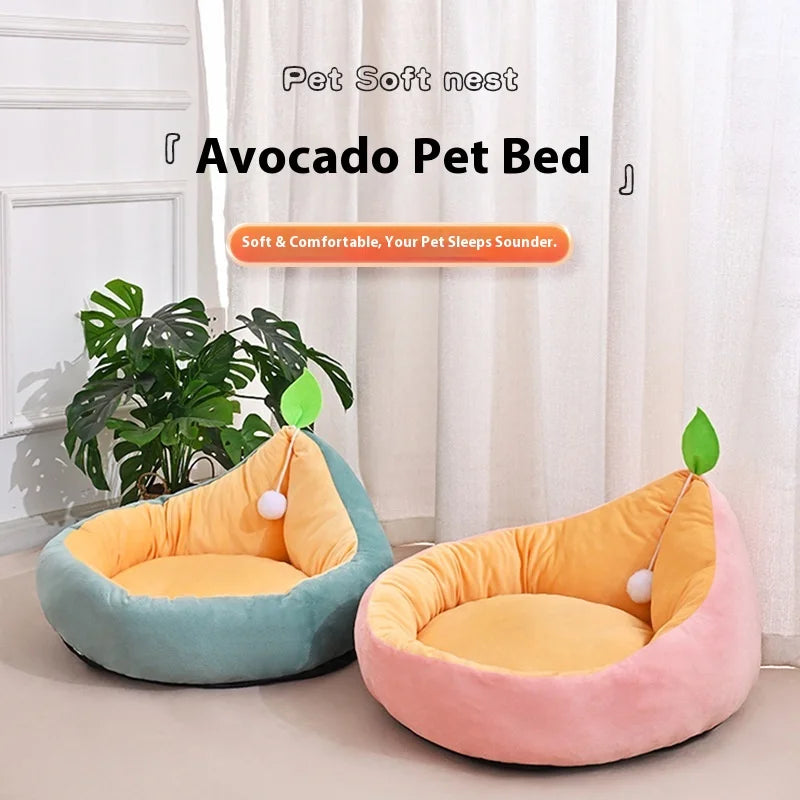 Avocado Vine Mat Cotton Fleece Double-sided Pad Pet Cat Bed, Suitable for Spring and Summer, Dog Bed, Cute Cat Bed