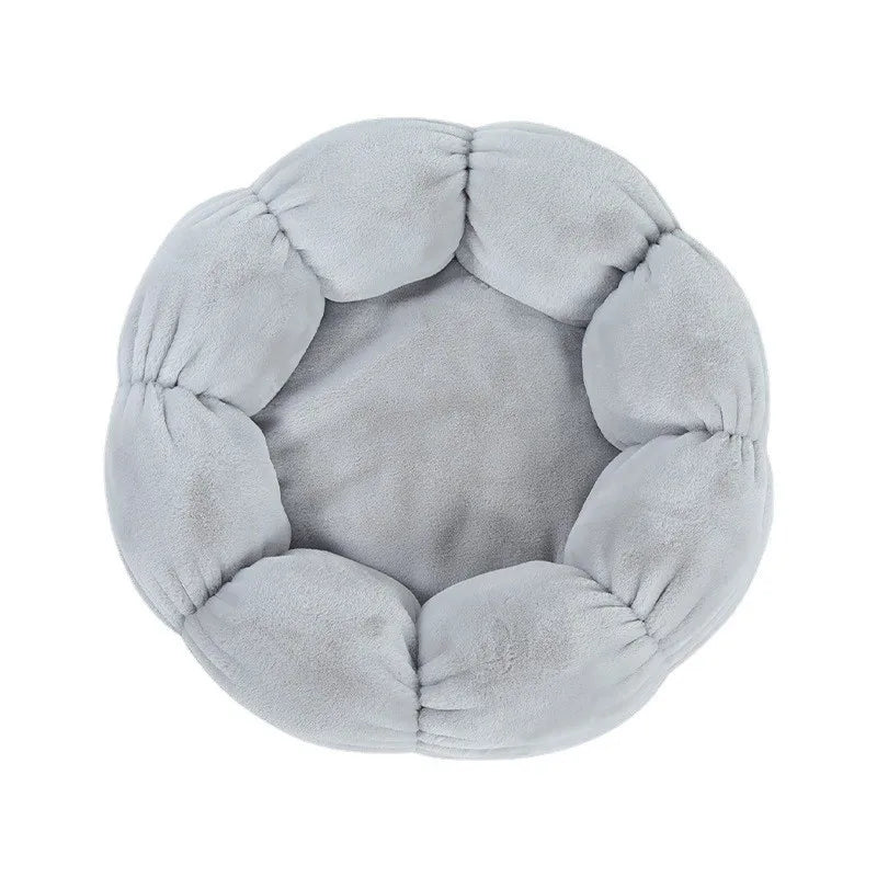 All - Season Plush Cat Bed with Neck Guard, Flower - Shaped Round Pet Bed for Cats & Small Dogs Cat Beds Pets