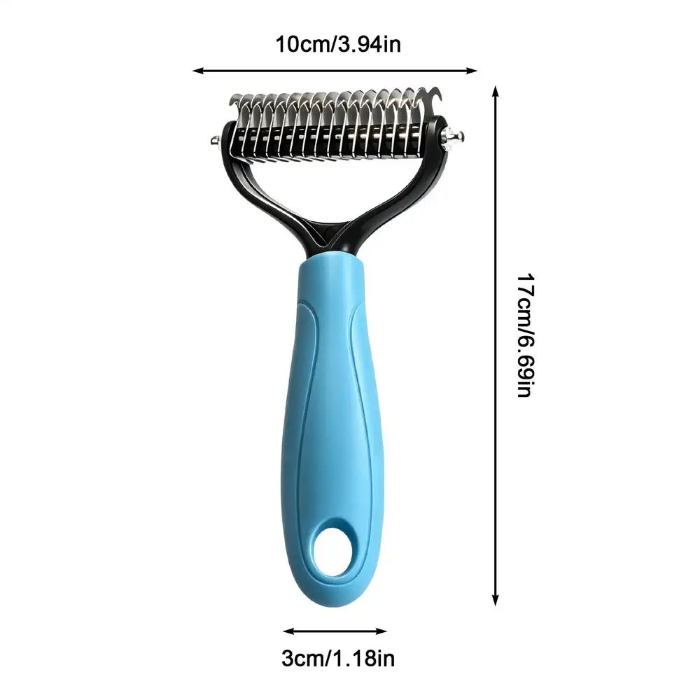 Double Sided Pet Deshedding Brush Dog Undercoat Rake For Shedding & Dematting Dog Dematting Grooming Tool For Pet Grooming Tool