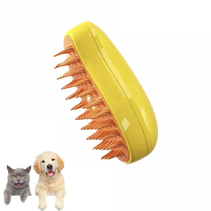 Electric Steam Brush for Cats & Dogs – 3-in-1 Grooming & Massage Tool