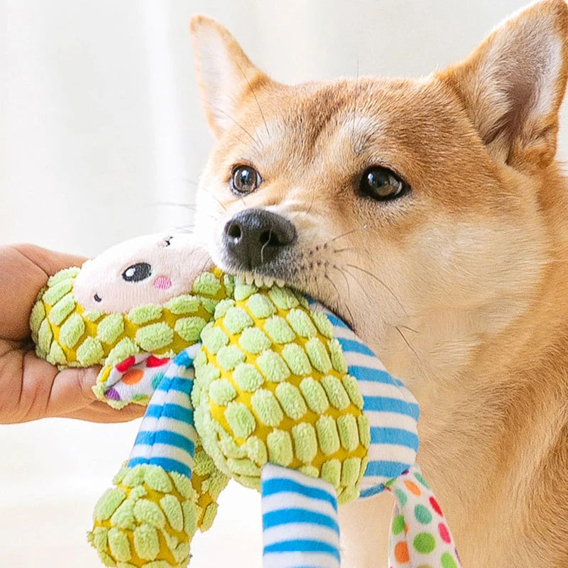 Cute Animals Plush Dogs Cats Toy Interactive Squeaky Puzzle Toy Bite Resistant Teeth Grinding Cleaning Pet Chewing Supplies