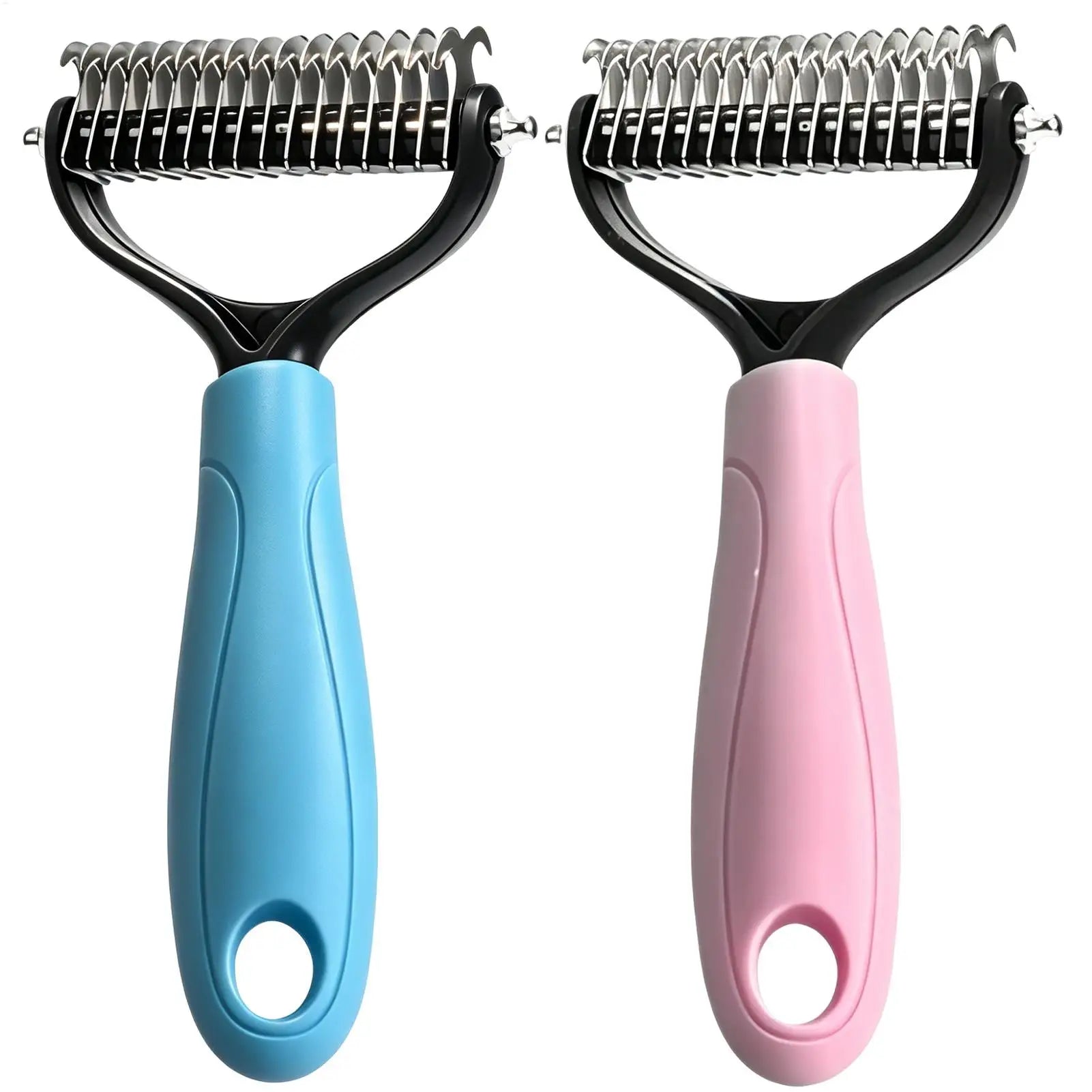 Double Sided Pet Deshedding Brush Dog Undercoat Rake For Shedding & Dematting Dog Dematting Grooming Tool For Pet Grooming Tool