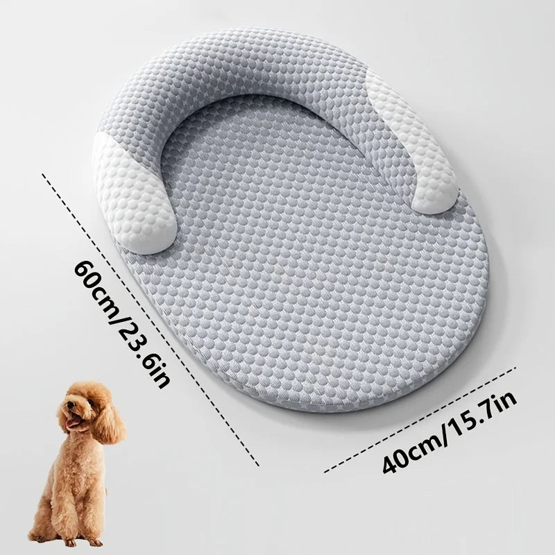 Orthopedic Cold Dog Bed, Breathable Summer Pet Mat with Raised Edges, Soft Washable Non-Slip Pad for Small/Medium Dogs & Cats
