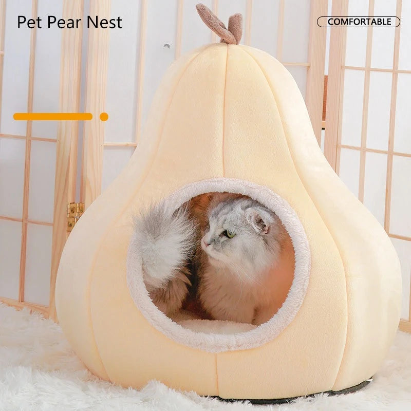 Pear Shaped Cat Bed Warm Pet House Cozy Dog Bed Semi Enclosed All Season Pet Sleeping Nest Winter Warmth Cat House Cat Beds