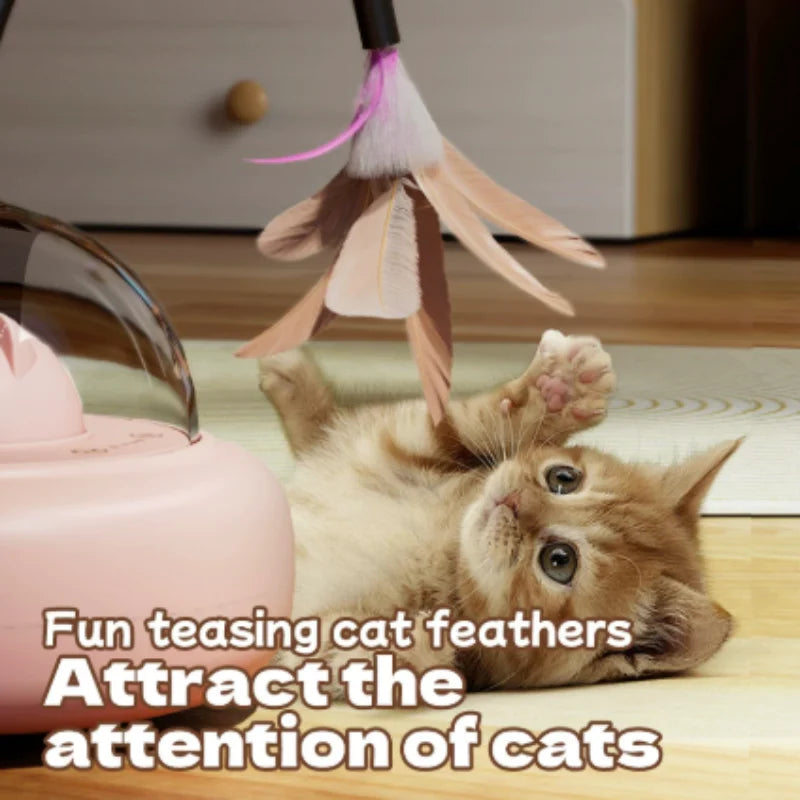 Interactive Electric Rechargeable Feather Wand Cat Teaser Toy Sensing Pet Chase And Hunt Interactive Wand for Cats