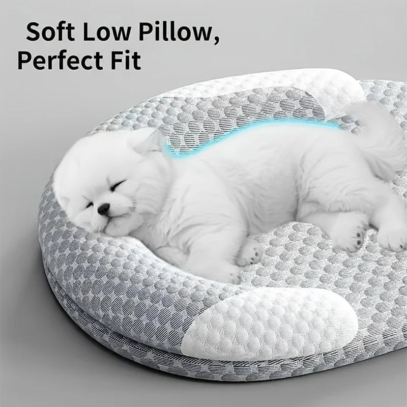 Orthopedic Cold Dog Bed, Breathable Summer Pet Mat with Raised Edges, Soft Washable Non-Slip Pad for Small/Medium Dogs & Cats