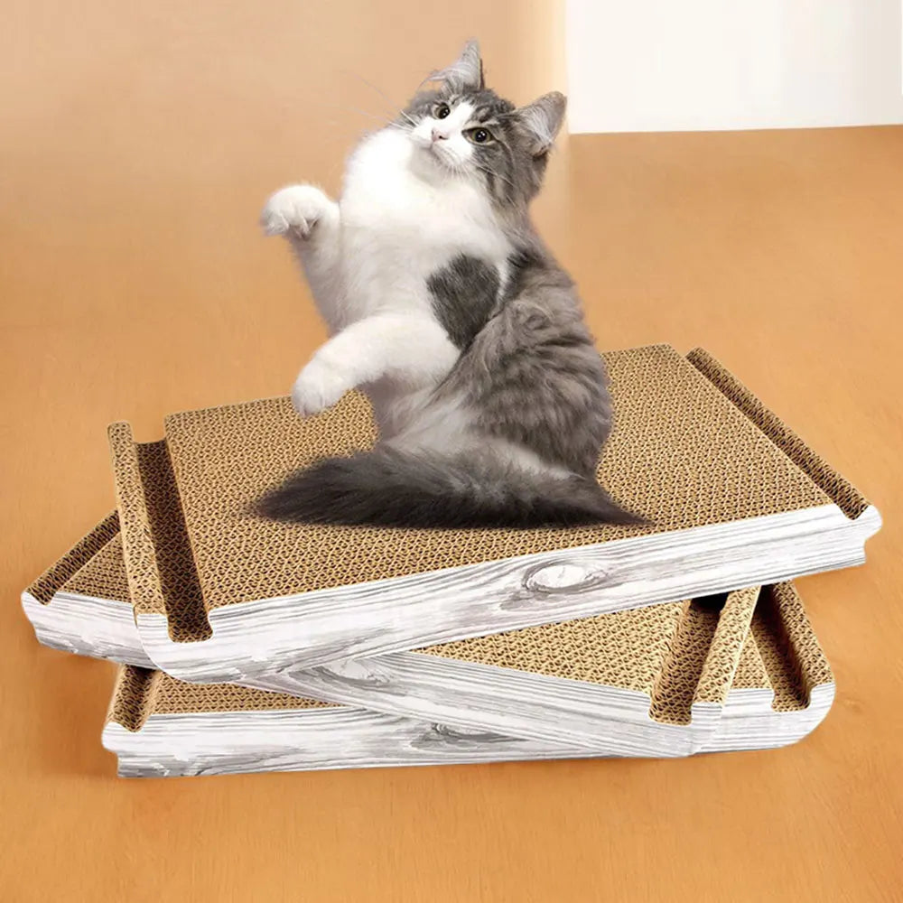 New Vertical Cats Tower Scratcher Triangular Foldable Scratching Post Multipurpose 3-in-1 Cats Pet Product Cat Pad  6-Sided Use