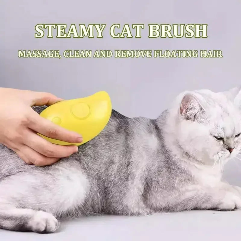 Electric Steam Brush for Cats & Dogs – 3-in-1 Grooming & Massage Tool