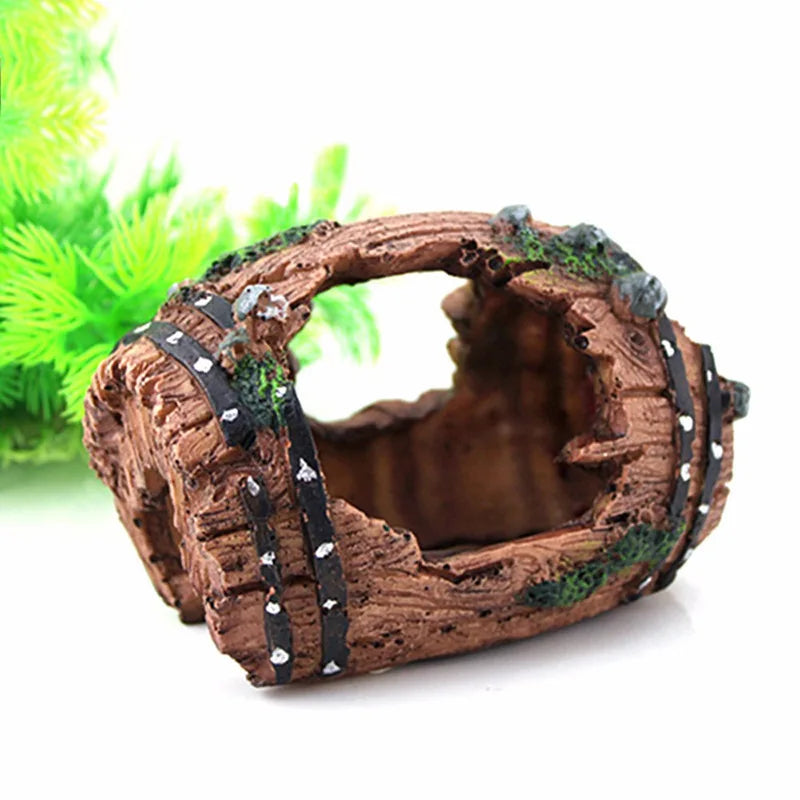 Aquarium Decorations for Fish for Tank Resin Broken Barrel Hideout Cave for Shri Tank Aquarium Decoration Background