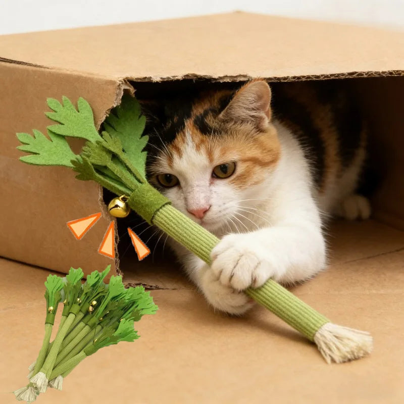 Cat Chew Toys Catnip Cat Teeth Cleaning Toy Interactive Self Playing Catnip Molar Stick Toys Bite Squeaky Cat Toy