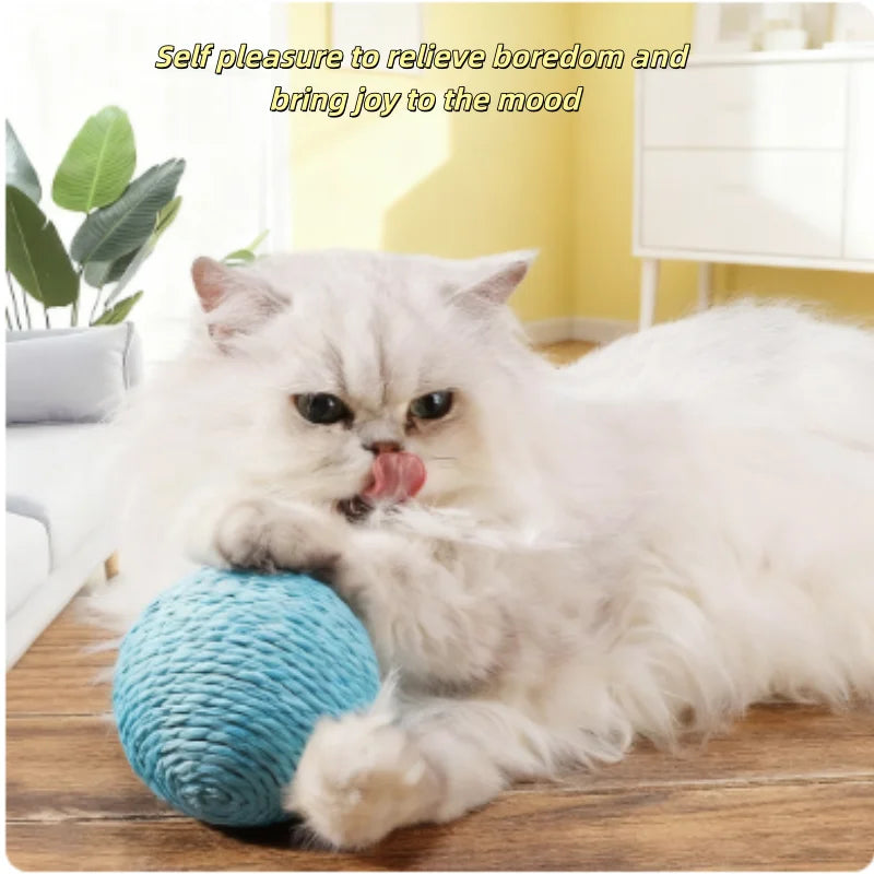 Super Interactive Sisal Cat Scratching Ball Toy Anti-Bite Teething Kitten Cleaning Pet Supplies with Sound for Interactive Fun