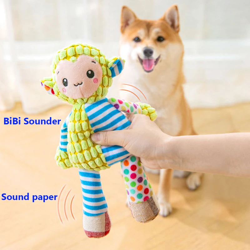 Cute Animals Plush Dogs Cats Toy Interactive Squeaky Puzzle Toy Bite Resistant Teeth Grinding Cleaning Pet Chewing Supplies