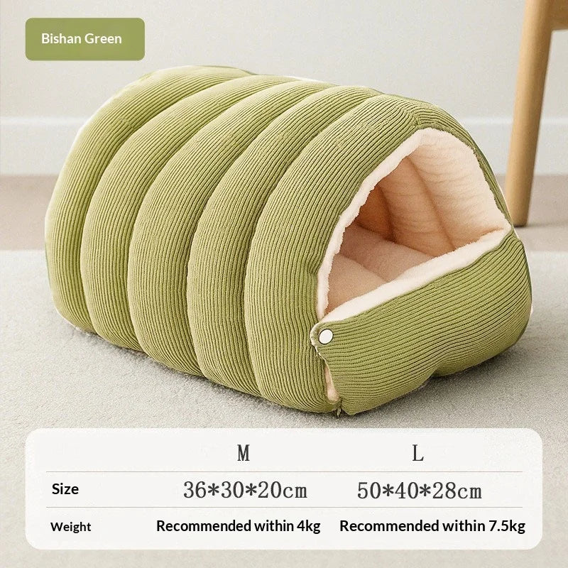 Winter Thermal Plush Cat Bed Cat House Enclosed Cave Warm Igloo Bed Removable Washable Cover Anxiety Relief Small Pet Dog Cat Kitten Puppy Sleeping Nest Hut Windproof Cozy