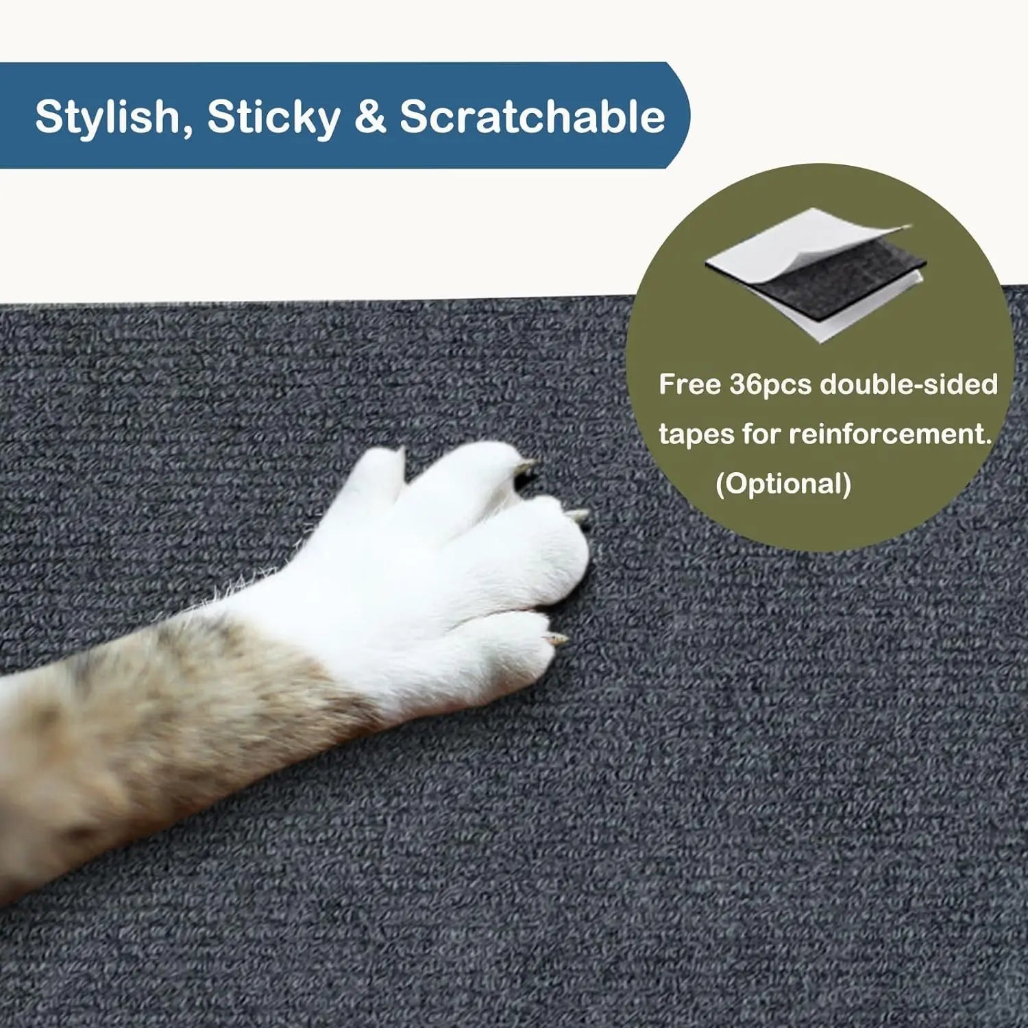 Cat Scratch Board Wall Self Adhesive Anti Scratch Sofa Protector DIY Cat Scratching Mat Carpet Trimmable Paw Sharpener Furniture Protector Couch Guard Scratch Pad for Cats Kittens