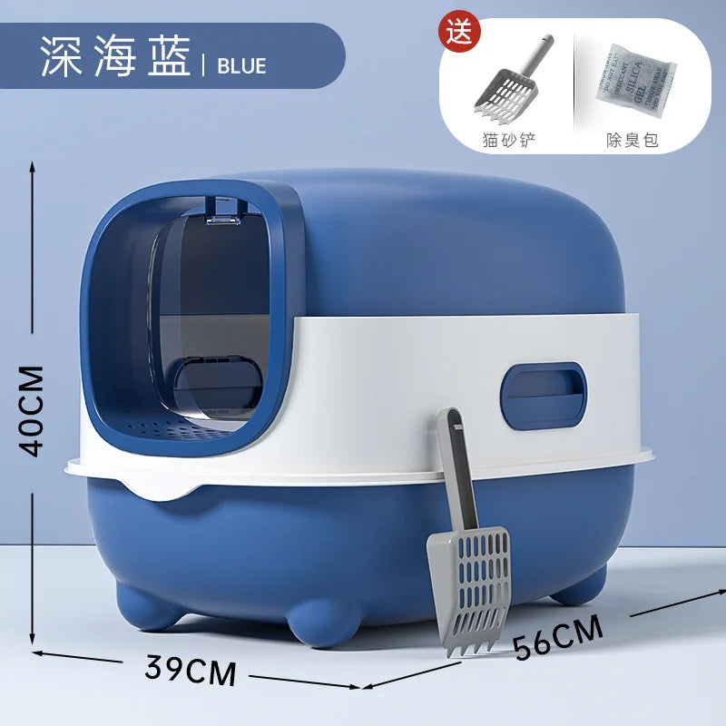 Cat Litter Box Fully Enclosed Large Cat Toilet Odor Control Disinfection Cat Litter Drawer Oversized Hooded Litter Pan Anti-Splash Easy Clean Pet Toilet Box Kitten Litter Tray