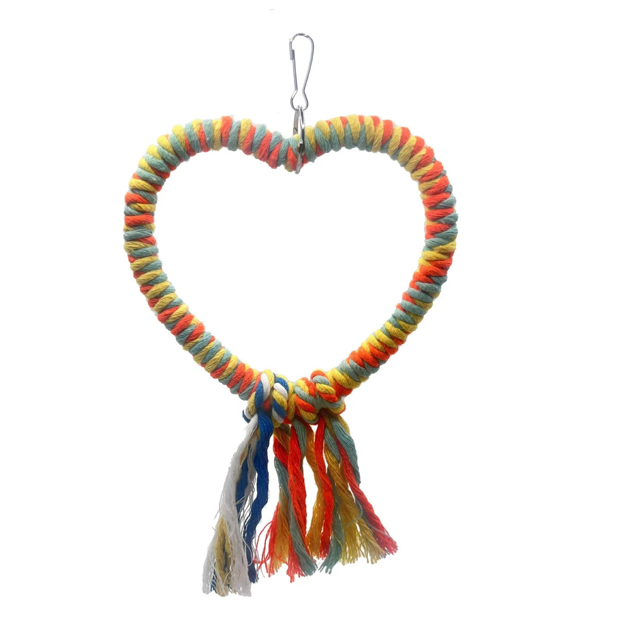 Heart-Shaped Cotton Rope Bird Swing & Perch Toy