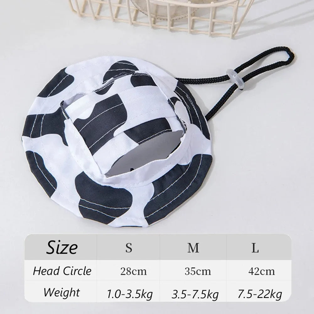 Adjustable Ear Exposed Pet Bucket Hat Summer Sun Hat Cute Print For Small Medium Large Dogs Cats Puppy Pet Accessories