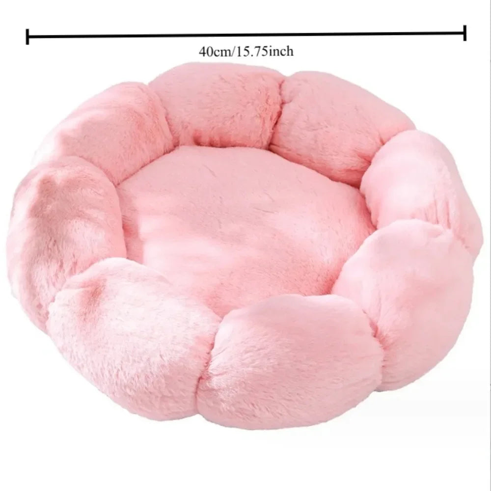 Washable Plush Flower Shaped Pet Bed Orthopedic Cuddle Cushion Mat for Puppy Kitten Dog Cat Pet Supplies